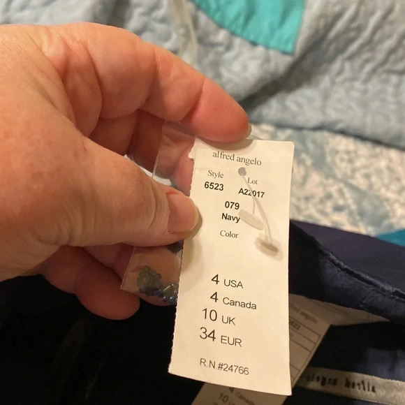 Alfred Angelo Navy Halter Beadwork Maid of Honor Prom Dress - Picture 13 of 15